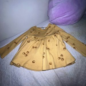 Yellow cute dress with little nut designs! Made for babies 3-6 months !